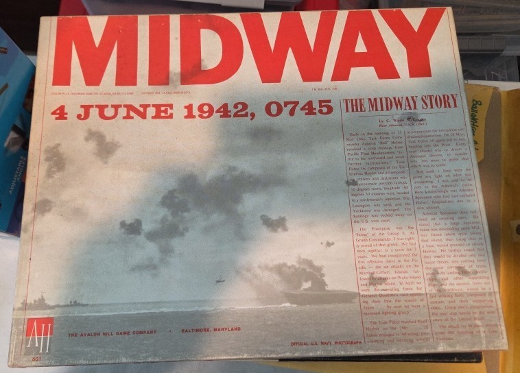 Midway 4 June 1942 Board Game; Avalon Hill; 1964 Parts Only