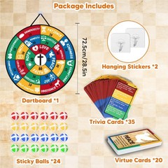 Bible Trivia Dartboard Game for Kids & Family, 280+ Bible Trivial Questions a…