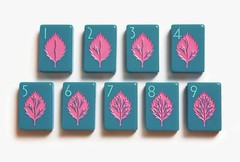 Botanical Line: Deep Teal Mahjong Tiles