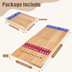 Extra Large 28″ Foldable Horse Race Board Game – Wood Chessboard, Metal Horses,