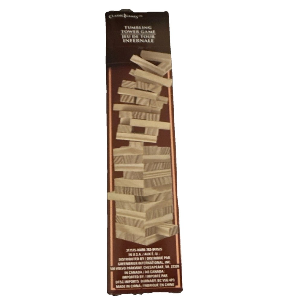 Classic Games Tumbling Tower Game Skill & Action Strategy 2 Players Ages 6+