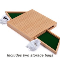 12-Inches Wooden Go Board Game Set with Drawers, Goban Game Board with Stones
