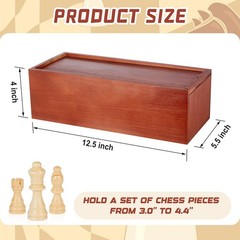Heavy Slide-top Chess Pieces Storage Box Wooden Case Only 12.5 x 5.5 x 4 Inch…
