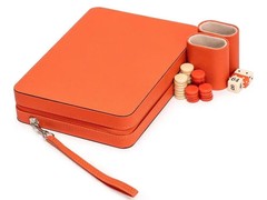 Yellow Mountain Imports Travel Magnetic Leatherette Backgammon Mini Game Set, Bo