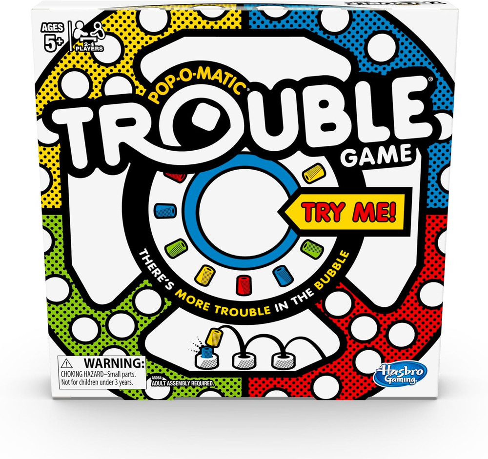 Hasbro Gaming Trouble Board Game for Kids Ages 5 and up 2-4 Players