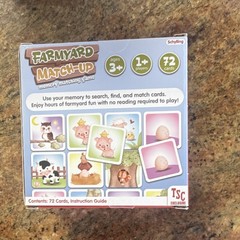 Schylling Farmyard Match-Up Memory Card Game 72 Cards 1+ Players Age 3+ TSC