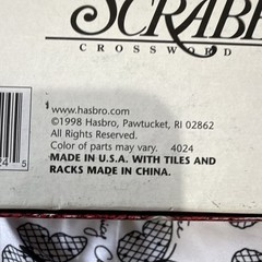 Hasbro Scrabble Crossword Board Game Complete 1998 Vintage MPN 4024 Ages 8+