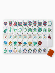 160 American Mahjong Tiles 4-Layer Acrylic Dark Orange Theme Engraved Set