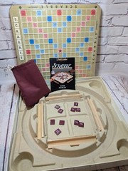 Scrabble Deluxe Edition 1989 Rotating Turntable COMPLETE #4034 Mahogany Tiles