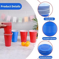 Cup Pong Game Set – 22 Plastic Party Cups & 4 Ping Pong Balls for Gifts