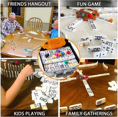 Mexican Train Dominoes Set Double 12 Colorful Dot Pips Real Sound Effect Hub