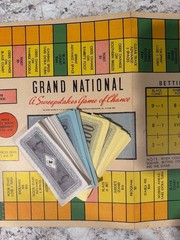 VINTAGE GRAND NATIONAL HORSE RACE, 1937, A Sweepstakes Game Of Chance Board Game