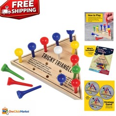 Travel-Friendly Traditional Wooden Triangle Game with Colorful Pegs – Ages 3+