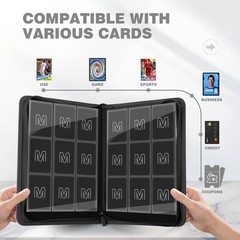 Trading Card Binder with 9 Side Loading Pocket 12×12 inches, 9-Black