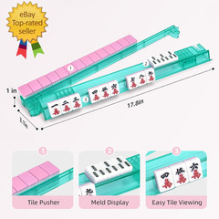 Non-Slip Mahjong Racks with Pushers, 4-Pack Clear Acrylic Racks,American Mahjong