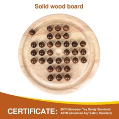 Solid Wood Solitaire Game, Classic Handcrafted 9” Wooden Solitaire Board, 33…