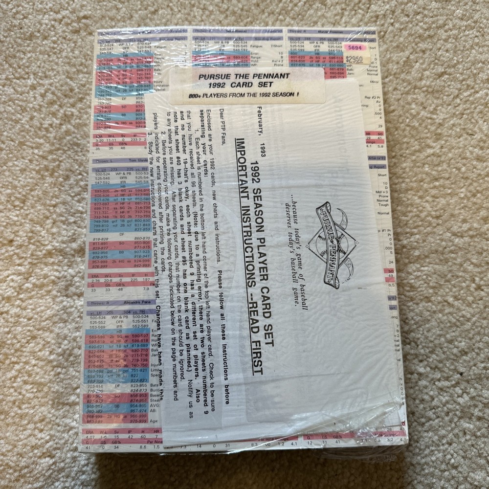 1993 Pursue The Pennant Baseball 1992 Season Cards Set Factory Sealed Uncut RARE