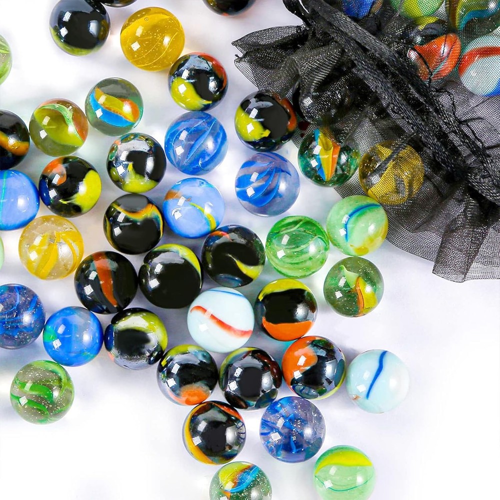 POPLAY Colorful Glass Marbles, 0.6 inch 60 PCS 1 Multicolored
