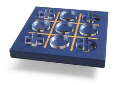 Modern Tic Tac Toe for Home Decoration with Blue Leather and Acrylic Pieces D…