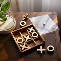 Mainstays Decorative Gold and Wood Tabletop Tic Tac Toe Tabletop Set