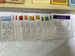 Vintage 1954 Monopoly Game Yellow Box Wooden Tokens Incomplete. See Description.