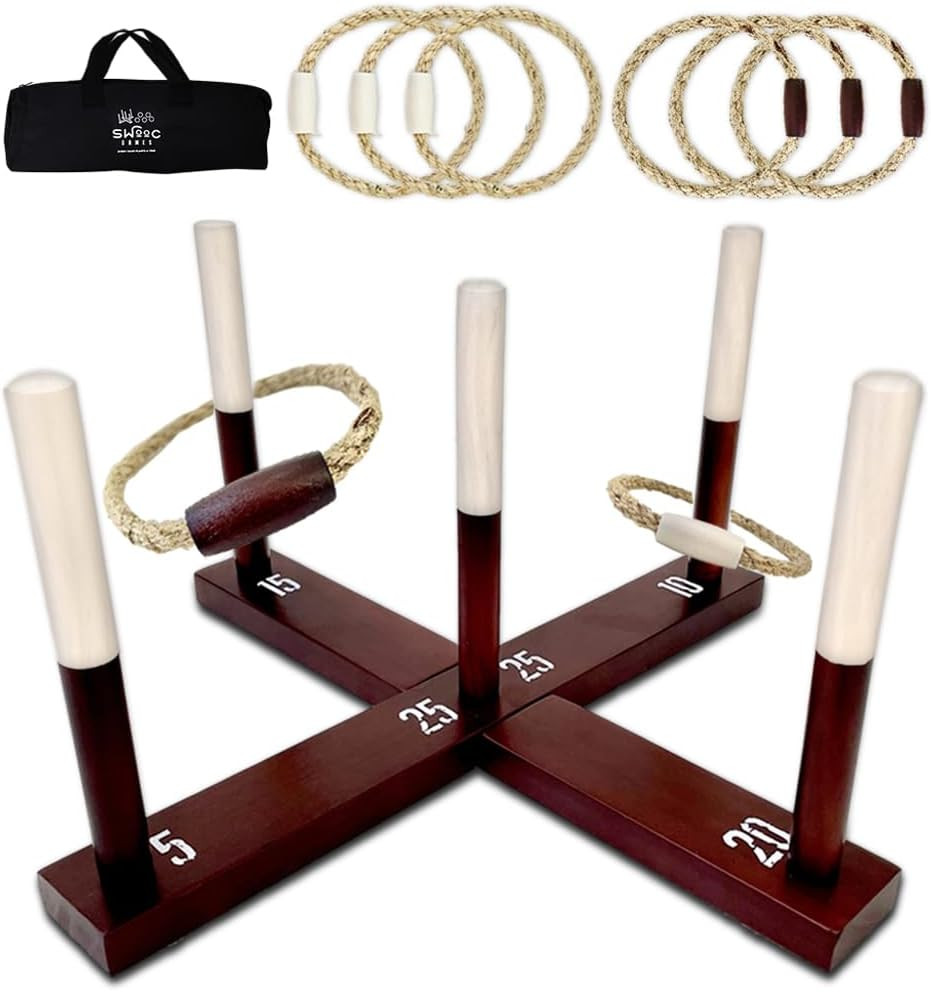 Games – Ring Toss Game (All Weather) – New Zealand Pine – Additional Games Inclu