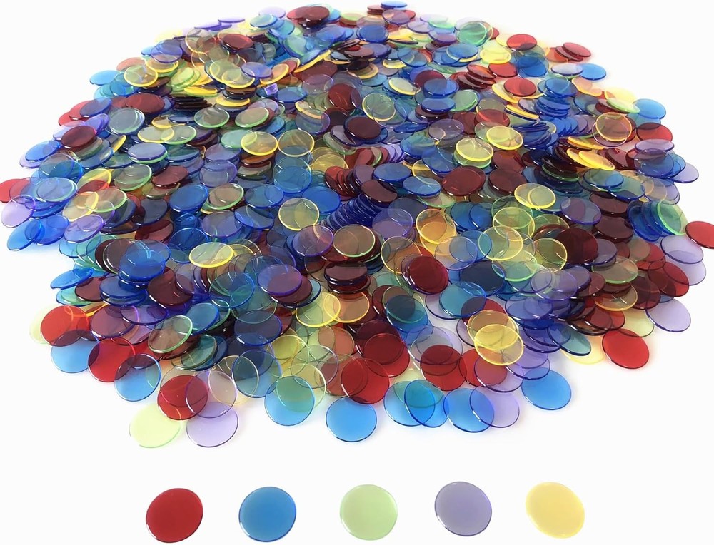YH Poker 1000 Bingo Chips Markers Tokens – Plastic Discs Chip Mixed Color