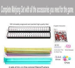 American Mahjong Game Set with 166 Tiles Carrying Bag Chips and Dice