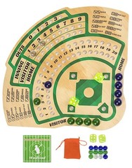 Baseball Board Game,Baseball Dice Board Game,Solid Wood,12 Colourful Beads an…