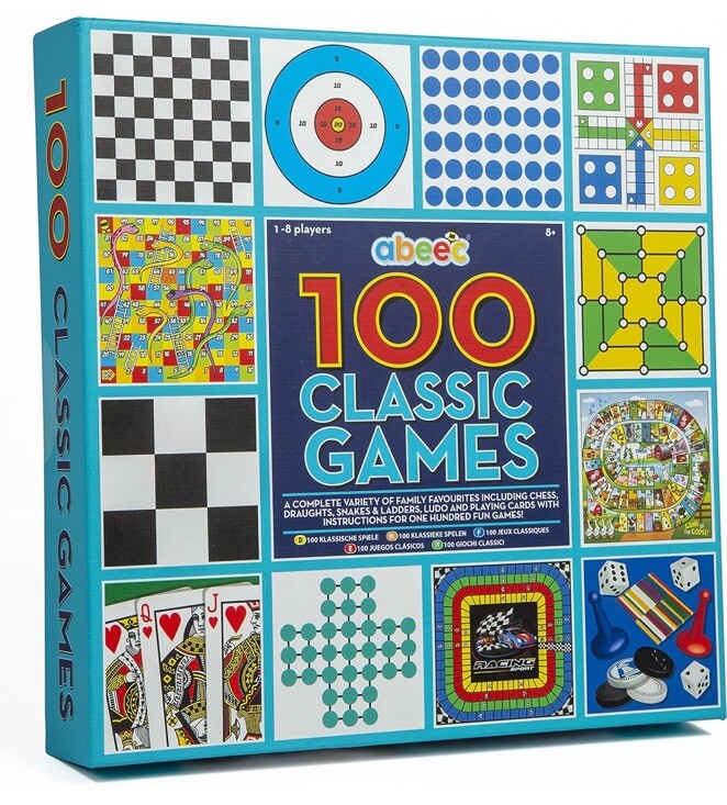 Classic Game Collection, 100 Family Board Games for Adults and Kids. Gift Idea