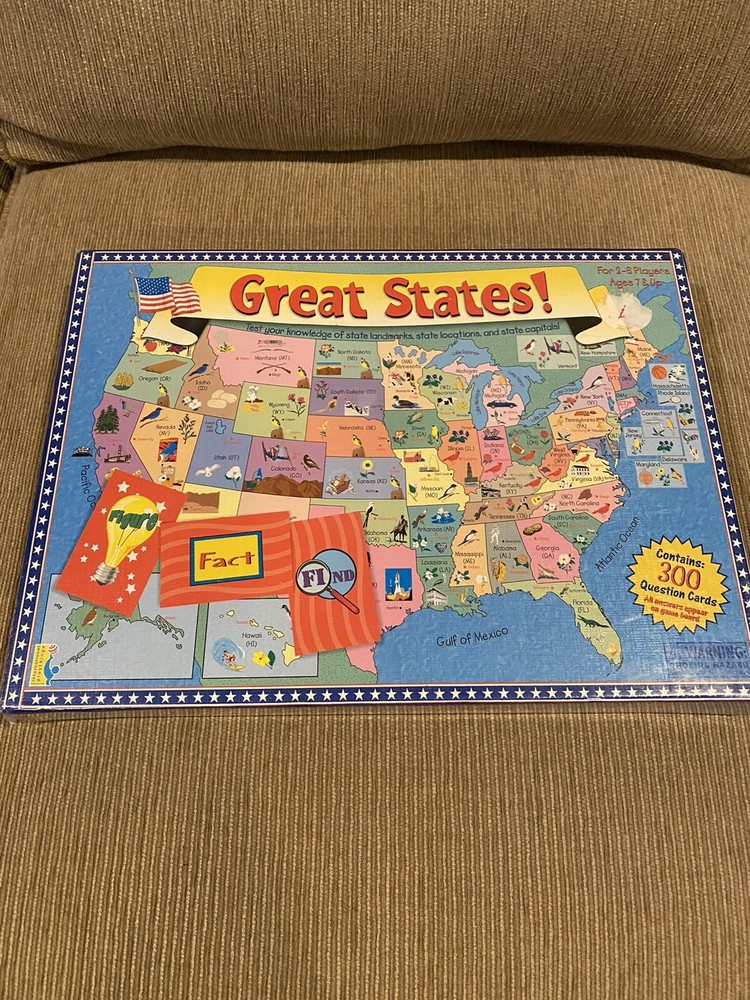 Great States! Board Game Boardgame Landmarks State Capitals Geography 1999 NEW!