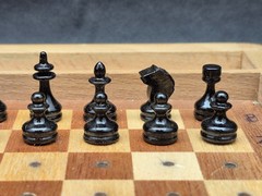 Vintage Soviet Wooden Pegged Chess Set Folding Wooden Box USSR