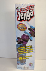 NEW! SEALED! 2016 JENGA THROW ‘N GO! PAINTED BLUE BLACK PURPLE WOOD BLOCK TOWER