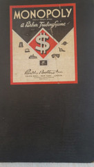 1937 Vintage Monopoly Black Box & Board with Metal Tokens Wood Houses & Hotels