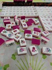 Glitterville Inspired 4-Layer Pink Back American Mahjong Tiles