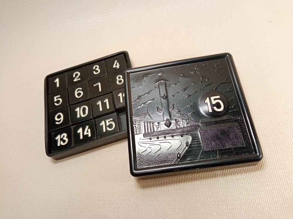 Rare vintage Soviet carbolite puzzle game 15 cubes 1970s