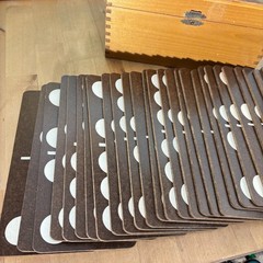 Vtg Creative Playthings Inc Oversized Domino Set in Wood Dovetail Box 28 Dominos