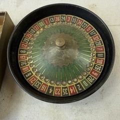 LOT 1940’s Vintage Pocket Roulette Red Tin Toy Mini Travel Antique Wheel Games