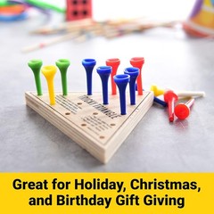 Travel-Friendly Traditional Wooden Triangle Game with Colorful Pegs – Ages 3+