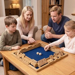 Shut The Box Game for 2-4 Players, 24 Inch Extra-Large Wooden Board w/10 Numbers