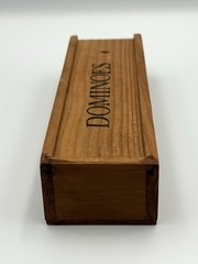 vintage 1998 domino set with wooden box black with multicolored stars