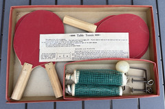 Vintage Pressman No. 1130 childs toy game Deluxe Table Tennis paddles net 1930’s
