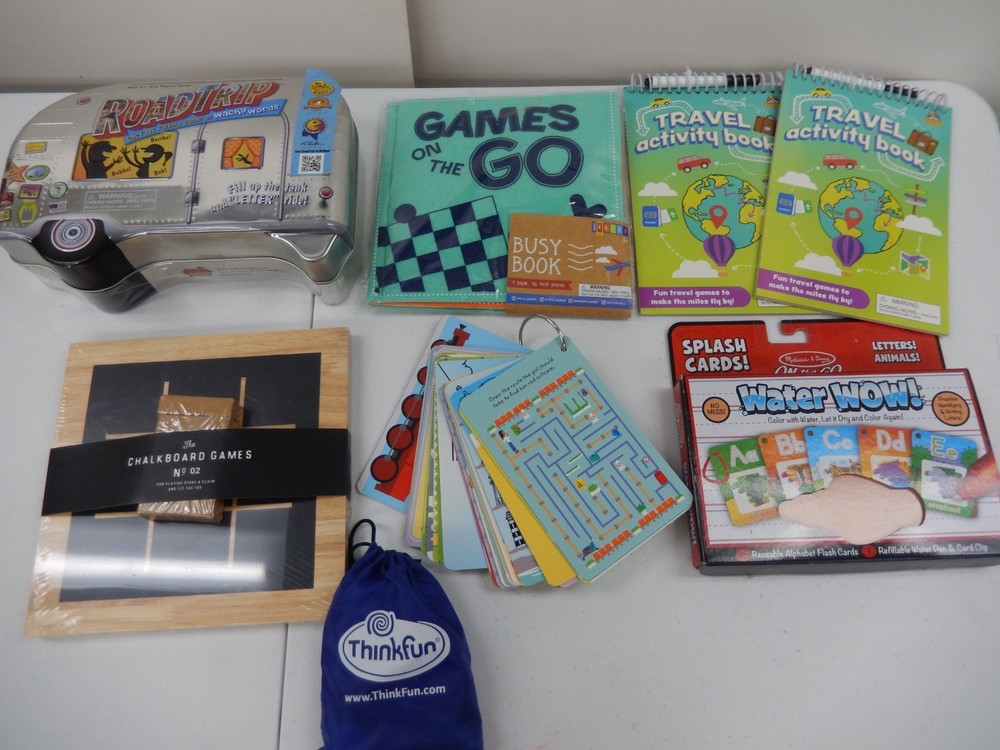Travel Game Lot-Road Trip, Chalkboard Game, Thinkfun, Travel Activity Book
