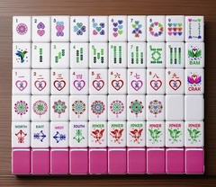 Complete American Mahjong Set Engraved Acrylic Heart Motifs 166 4-Layer Tiles