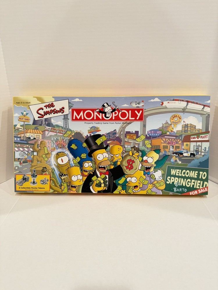 VINTAGE Monopoly THE SIMPSONS Complete BOARD GAME w/ Collectible Tokens 2001