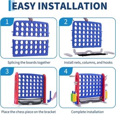 Jumbo 4 in a Row Game, Height Adjustable(2.7-3.2 Ft) Outdoor Indoor Connect 4 W/
