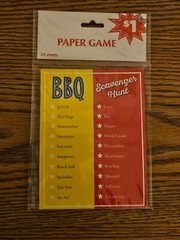 NEW BBQ Scavenger Hunt Paper Game 24 Game Sheets Summer Game Fun Family Game