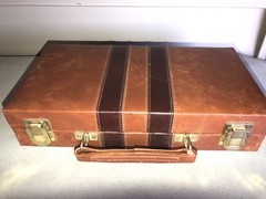10.5” X 5.5” MULTI BOARD GAME TRAVEL CARRY CASE CHECKERS CHESS DOMINOES CARDS++
