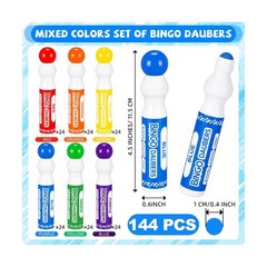 Crtiin 144 Mixed Colors Bingo Dauber Set Dot Markers
