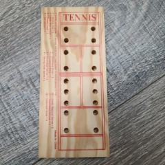 Vintage Travel Tennis Game 1990 Mfg Wood Board Peg Dice Coffee Table Art Sport